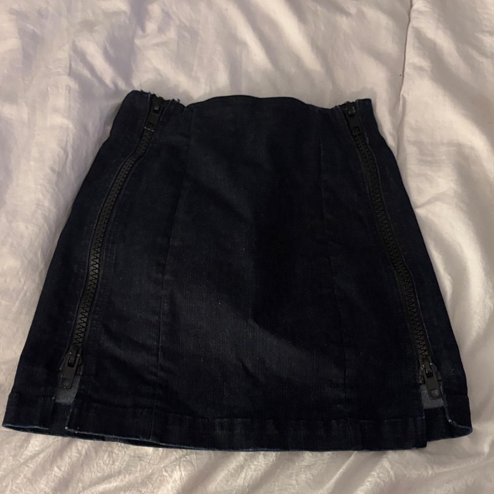 Carmar Denim Mini Skirt with Black Zipper Detail